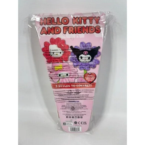 Hello Kitty And Friends 14" My Melody Pink Plush Valentine Flower Bendable Stem - Picture 8 of 9